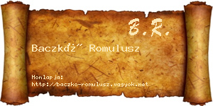 Baczkó Romulusz névjegykártya
